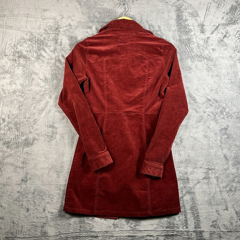 Forever 21 Shirt Dress Womens Small Burgundy Corduroy Long Sleeve Snap Front - Picture 14 of 16